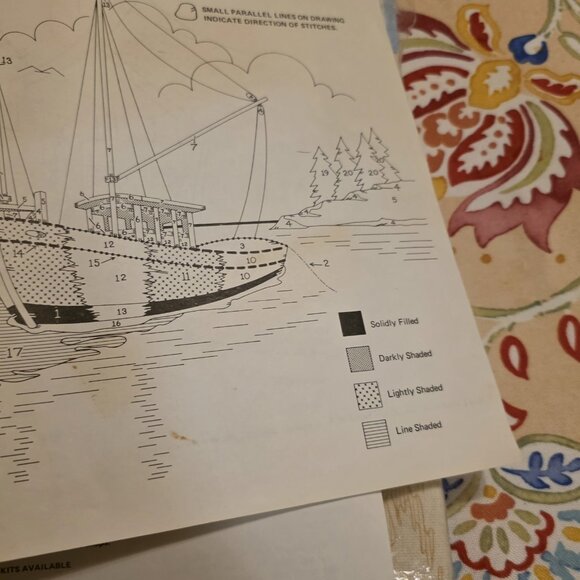 VTG Sunset Stichery Safe Harbor Sailing Scene Needlepoint Embroidery Kit New - Picture 10 of 13